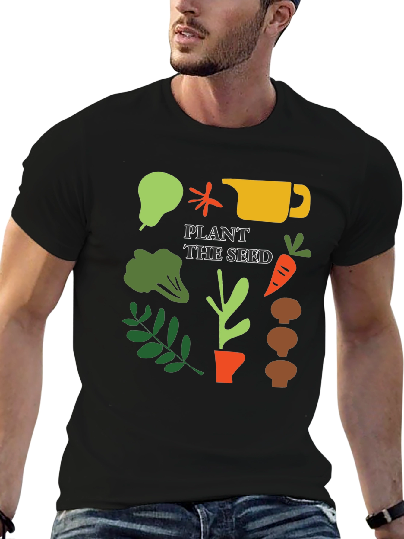 Black Plant the Seed Graphic Tee - Gardening T-Shirt view 6