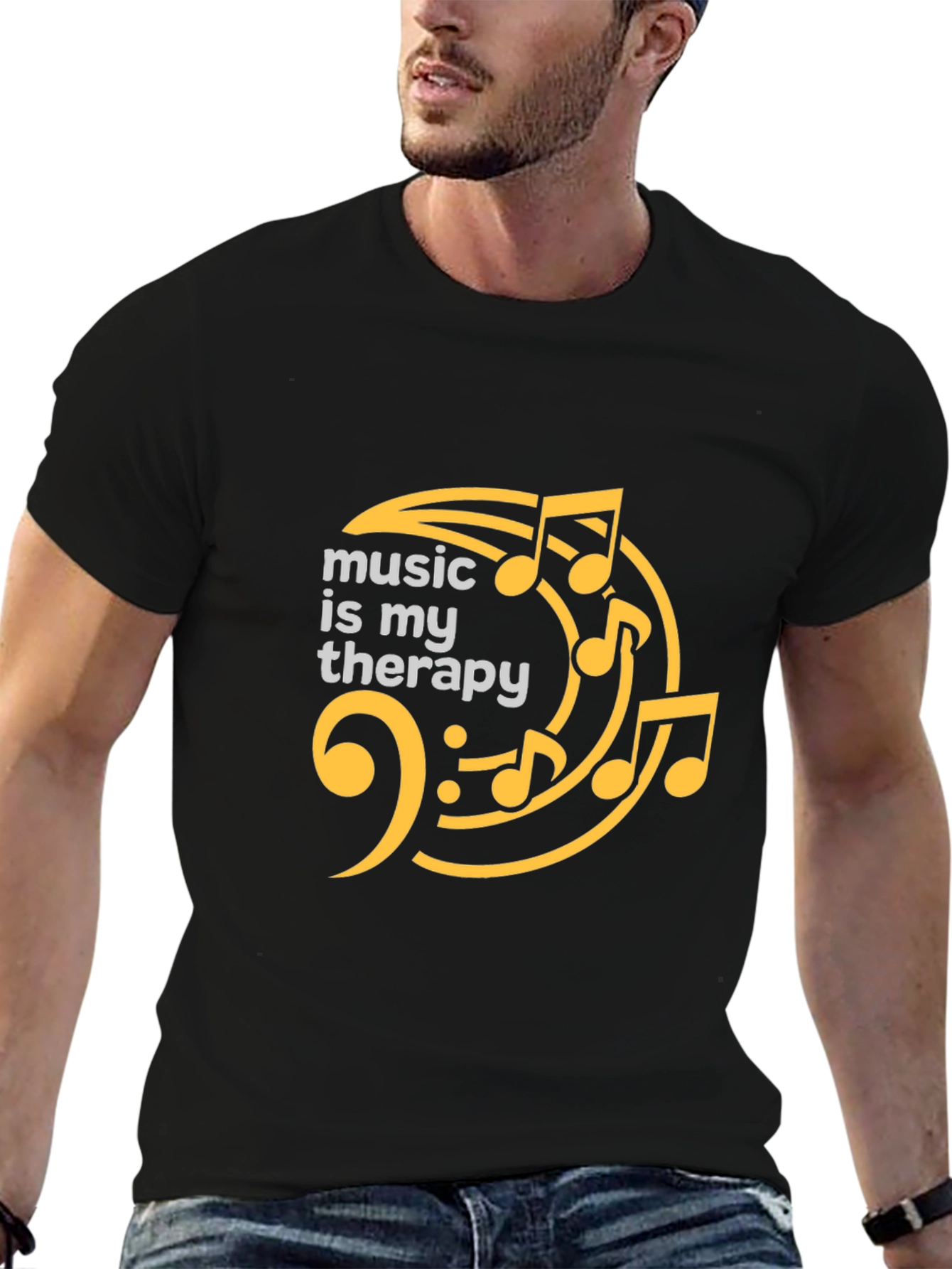 Black Music Therapy Black T-Shirt view 6