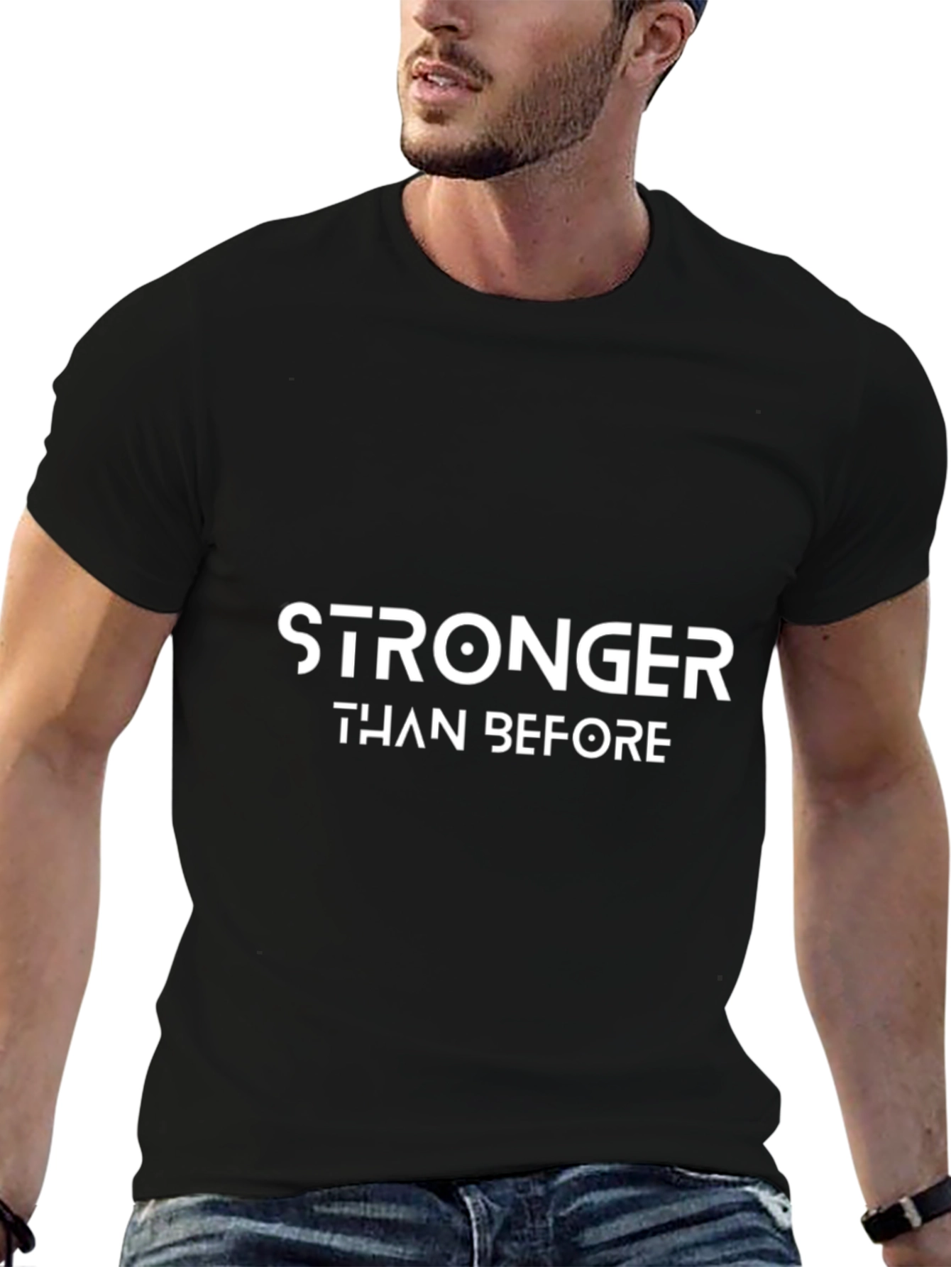 Black Stronger Than Before Black Graphic Tee view 6