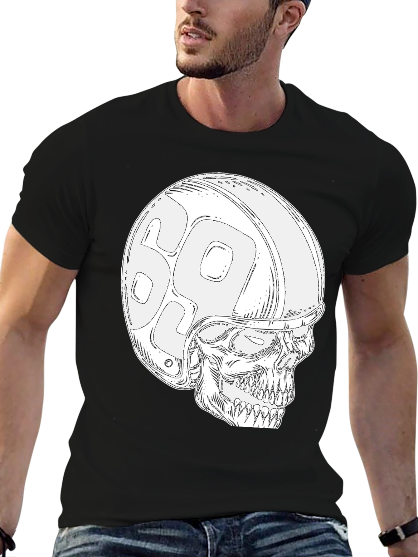 Black Skull 69 Helmet T-Shirt - Ride in Style! view 6