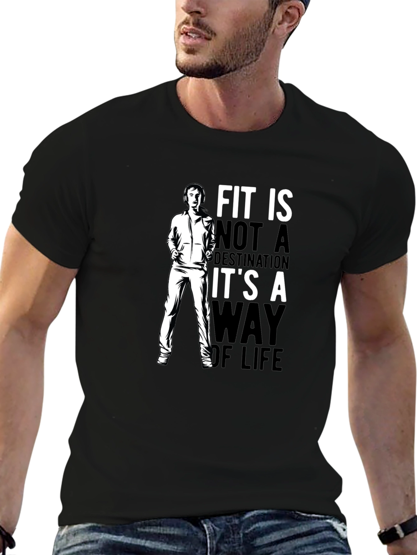 Black Fit is a Way of Life Graphic T-Shirt - Men's Black Tee view 6