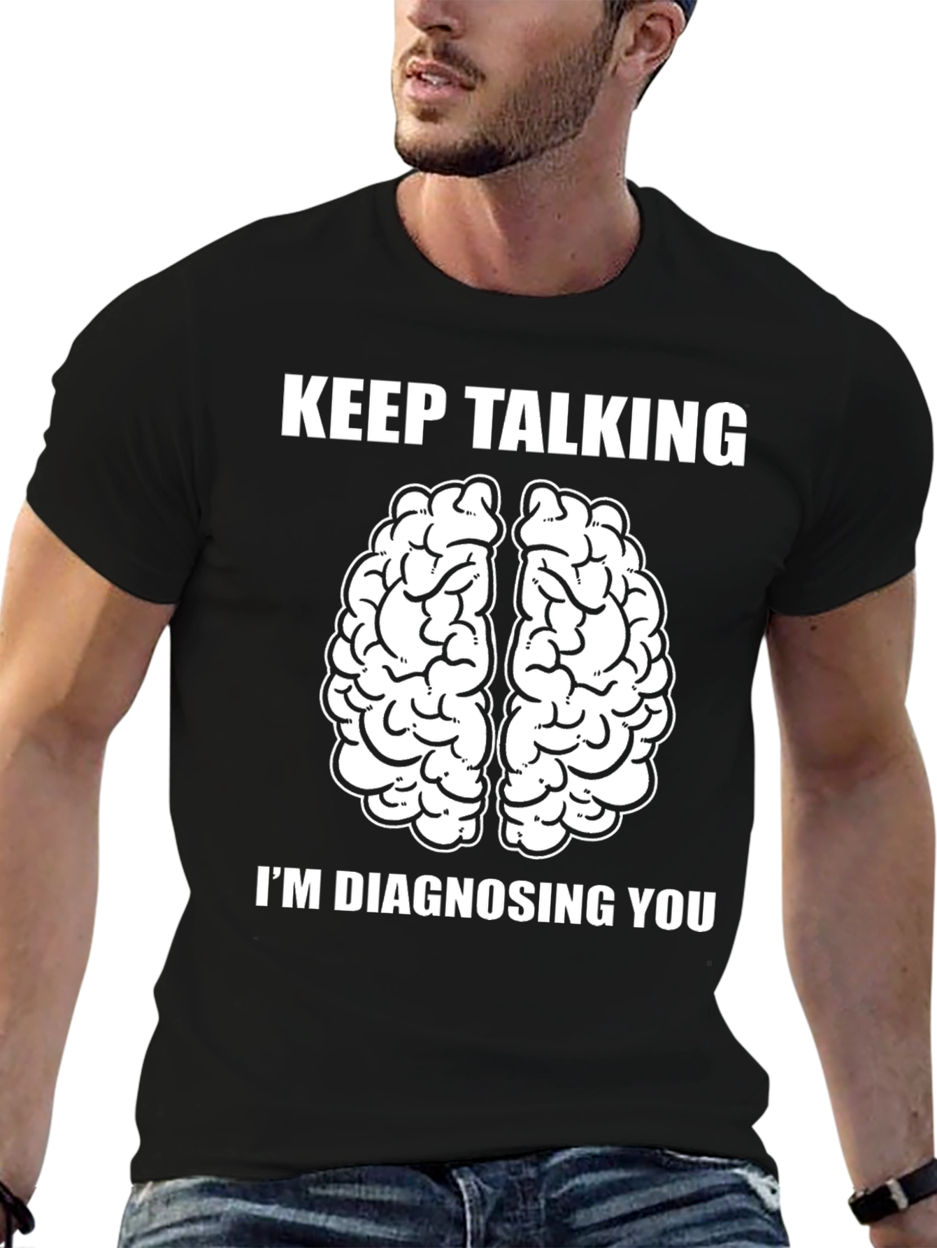 Black Keep Talking Funny Psychology T-Shirt view 6
