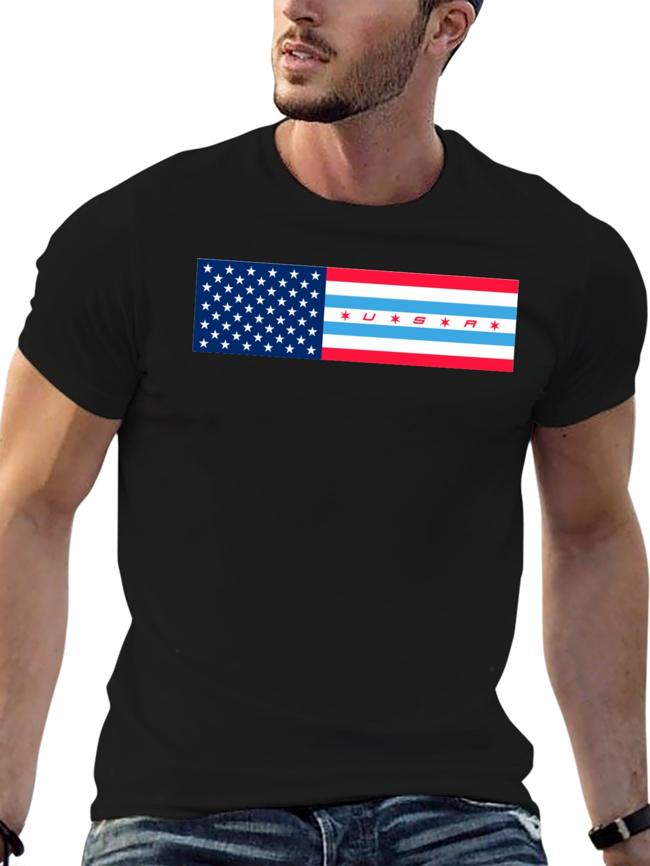Black USSA Flag Graphic T-Shirt - Patriot Style view 6