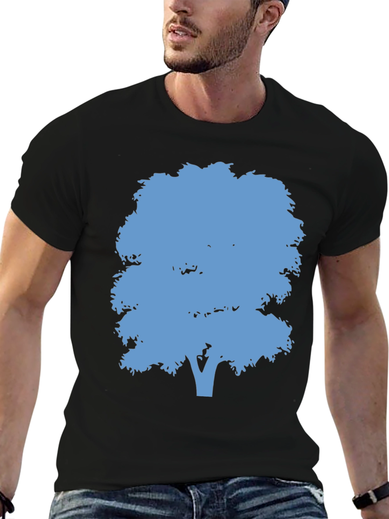 Black Blue Tree Graphic Black T-Shirt view 6