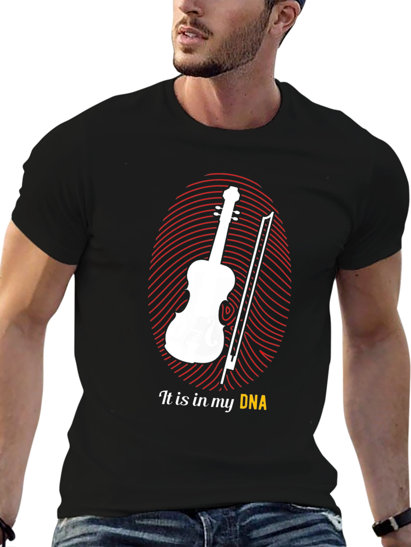 Black Musician's DNA T-Shirt - Violin Player Tee view 6