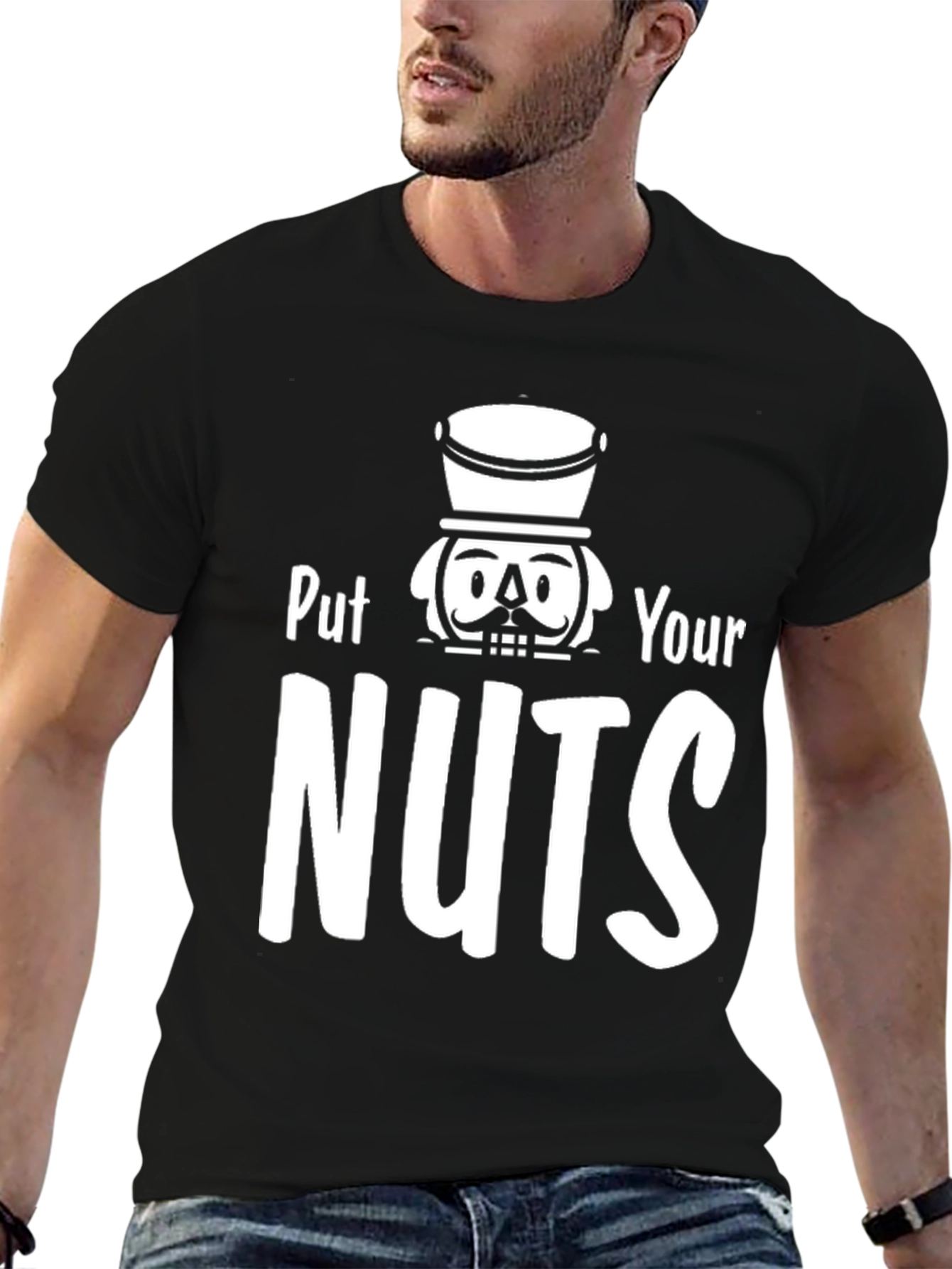 Black Nutcracker Humor Graphic T-Shirt - Put Your Nuts view 6