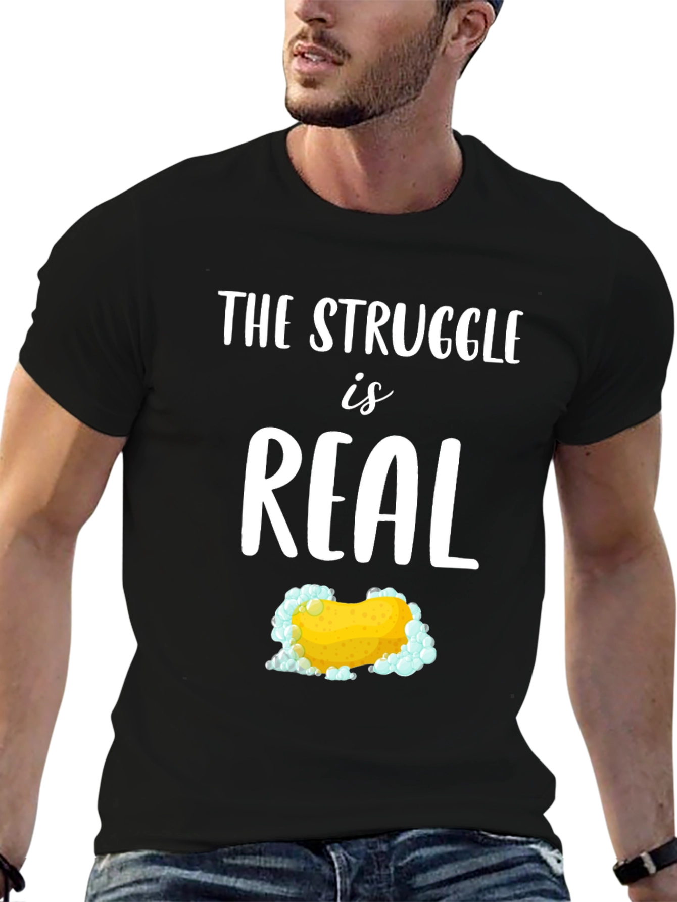 Black The Struggle is Real T-Shirt view 6