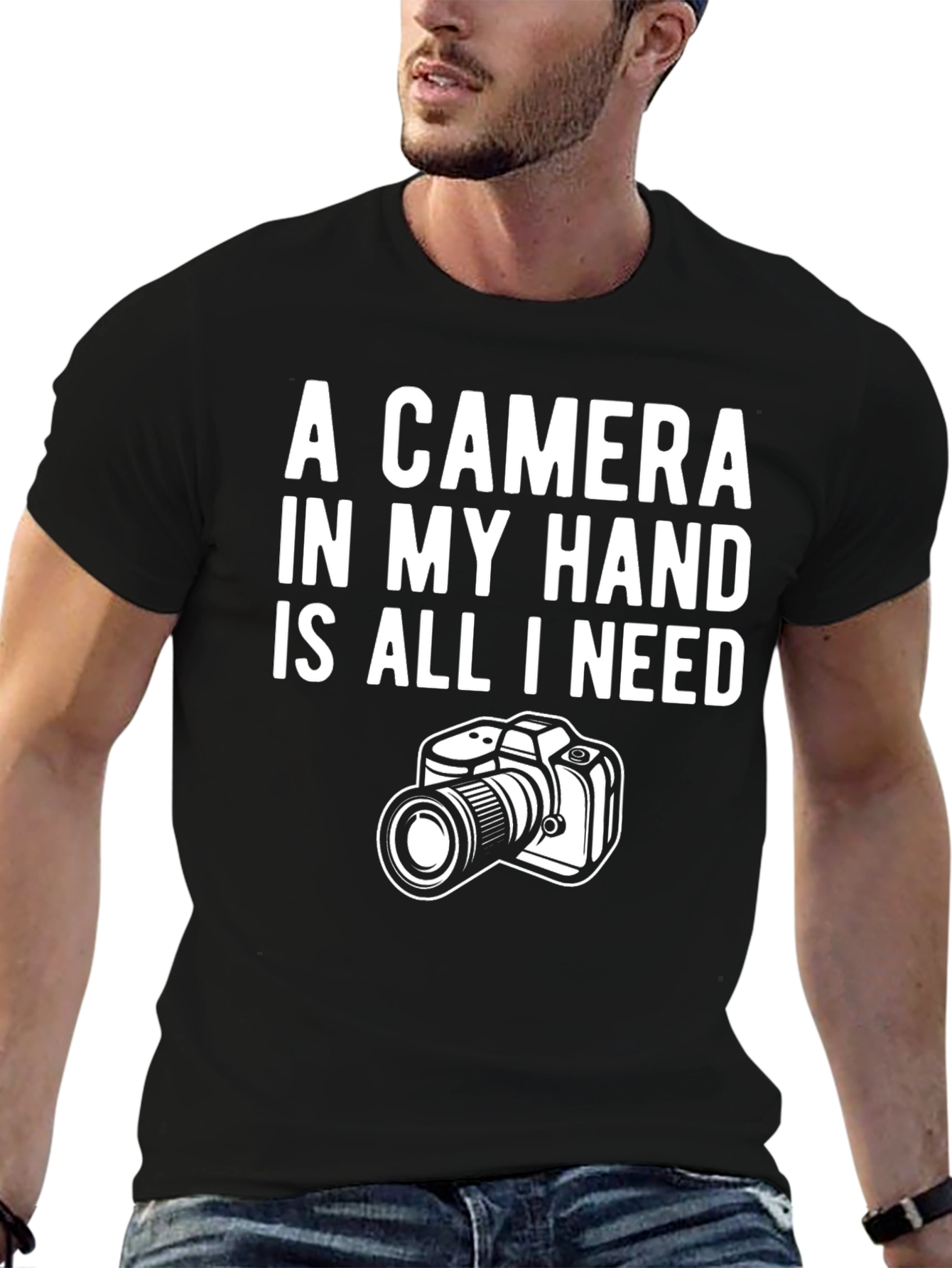 Black Camera Lover T-Shirt: A Camera in My Hand view 6