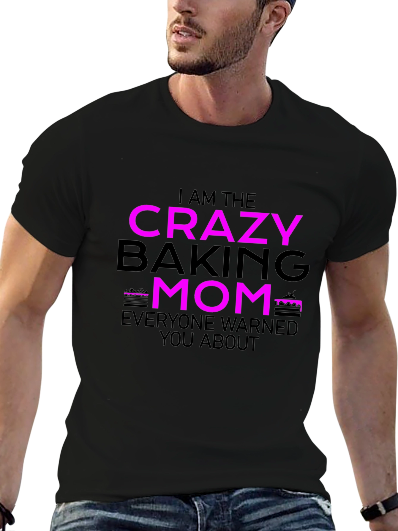 Black Crazy Baking Mom Graphic T-Shirt view 6