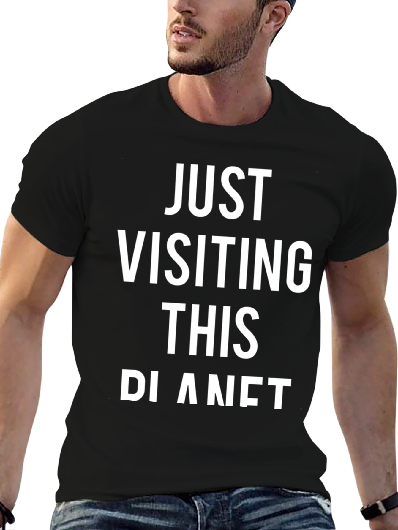 Black Just Visiting This Planet Graphic T-Shirt view 6