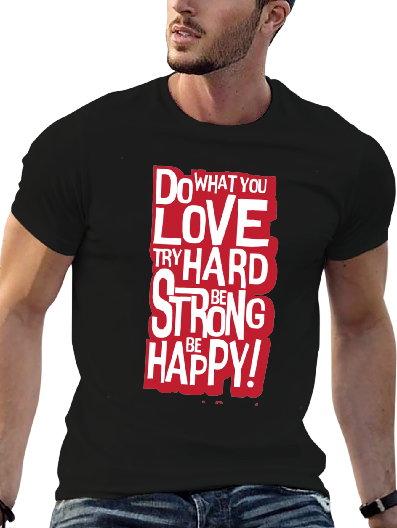 Black Motivational Graphic Tee - Do What You Love Black T-Shirt view 6