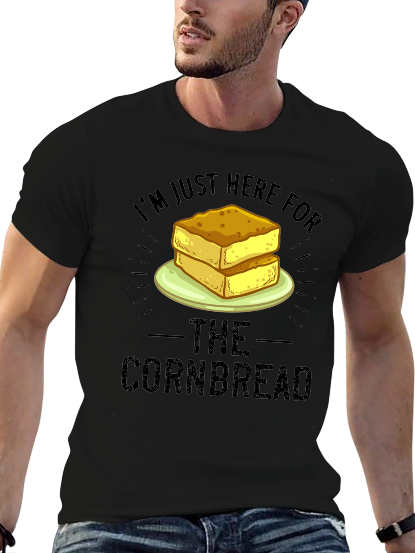 Black Cornbread Lover T-Shirt - Funny Foodie Tee view 6