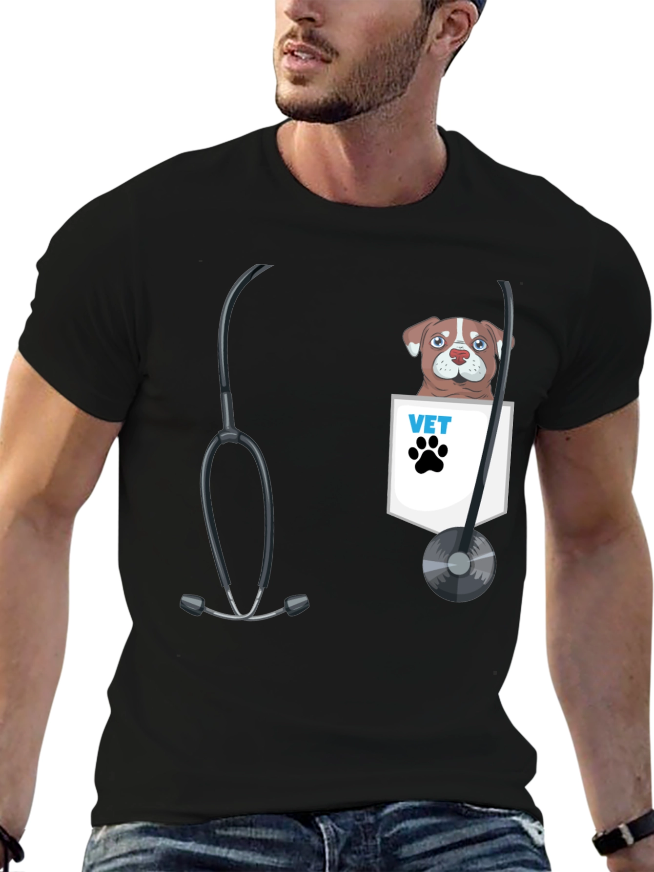 Black Vet Dog Pocket Graphic Tee view 6