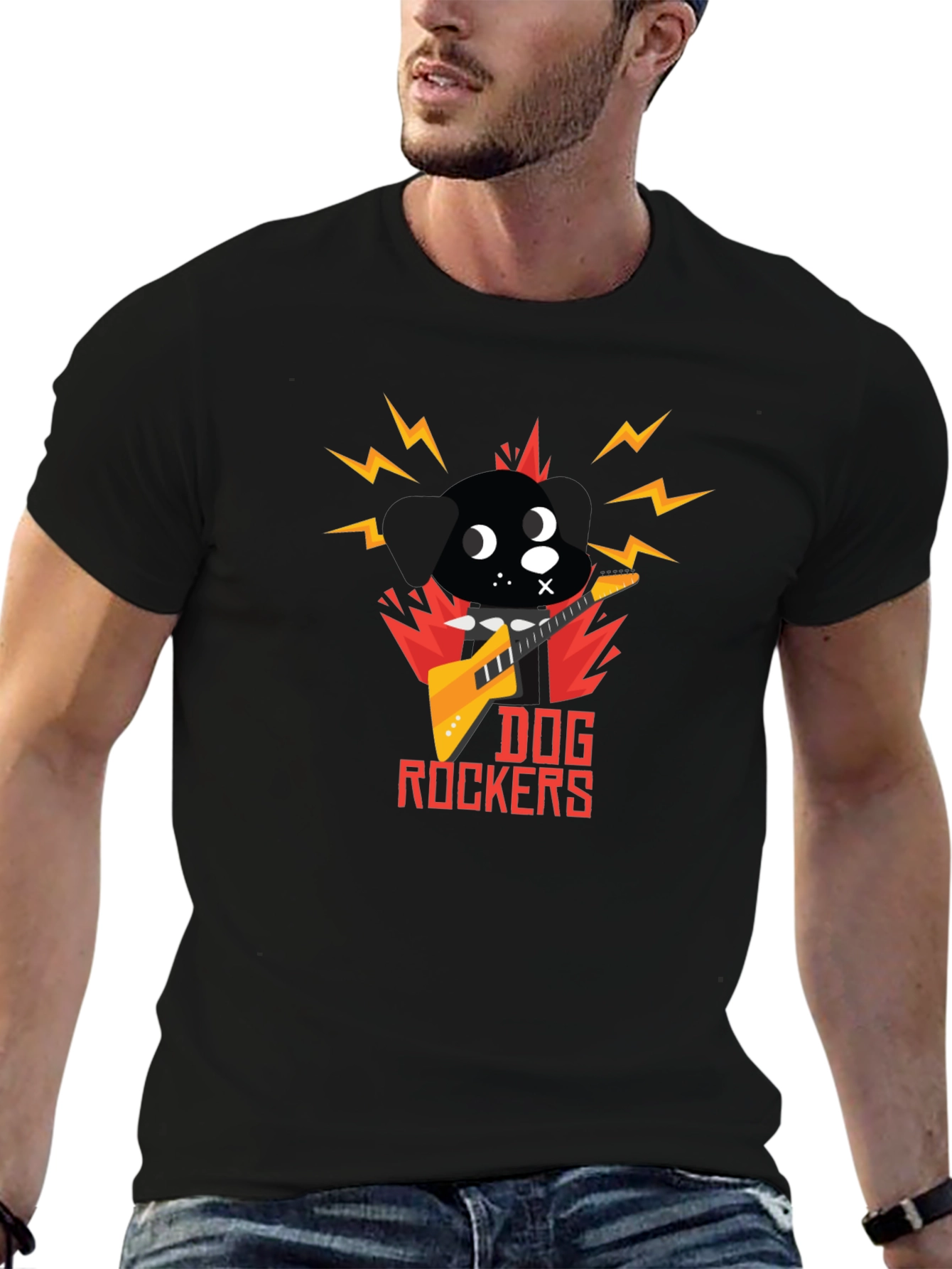 Black Dog Rockers T-Shirt - Cool Graphic Tee view 6
