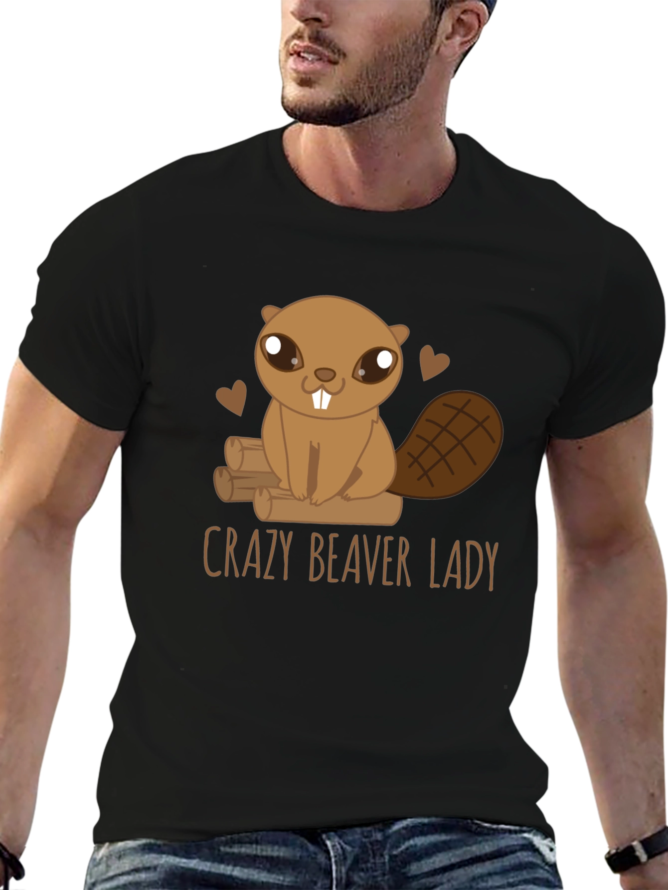 Black Crazy Beaver Lady Graphic Tee view 6