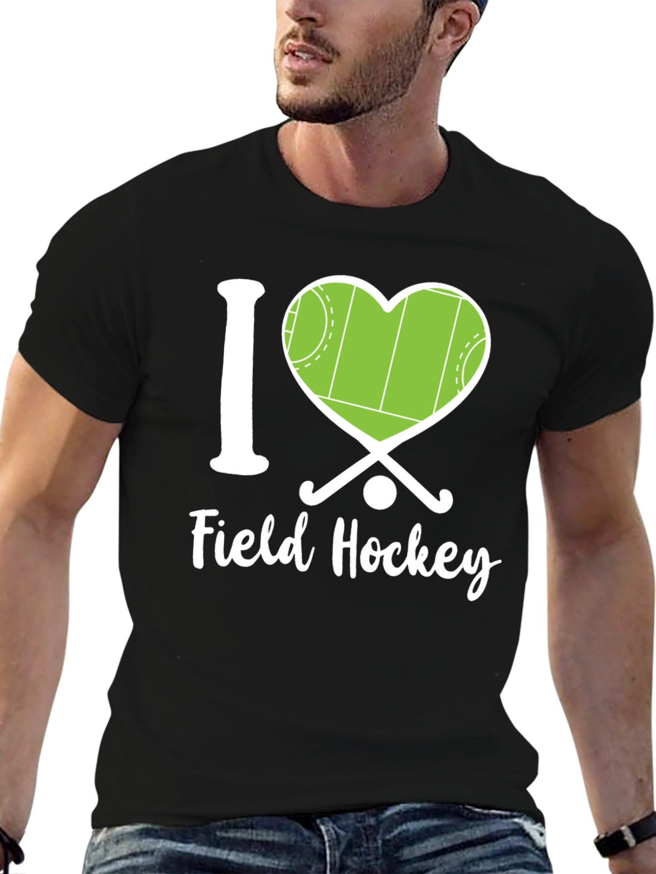 Black I Love Field Hockey Graphic Tee view 6