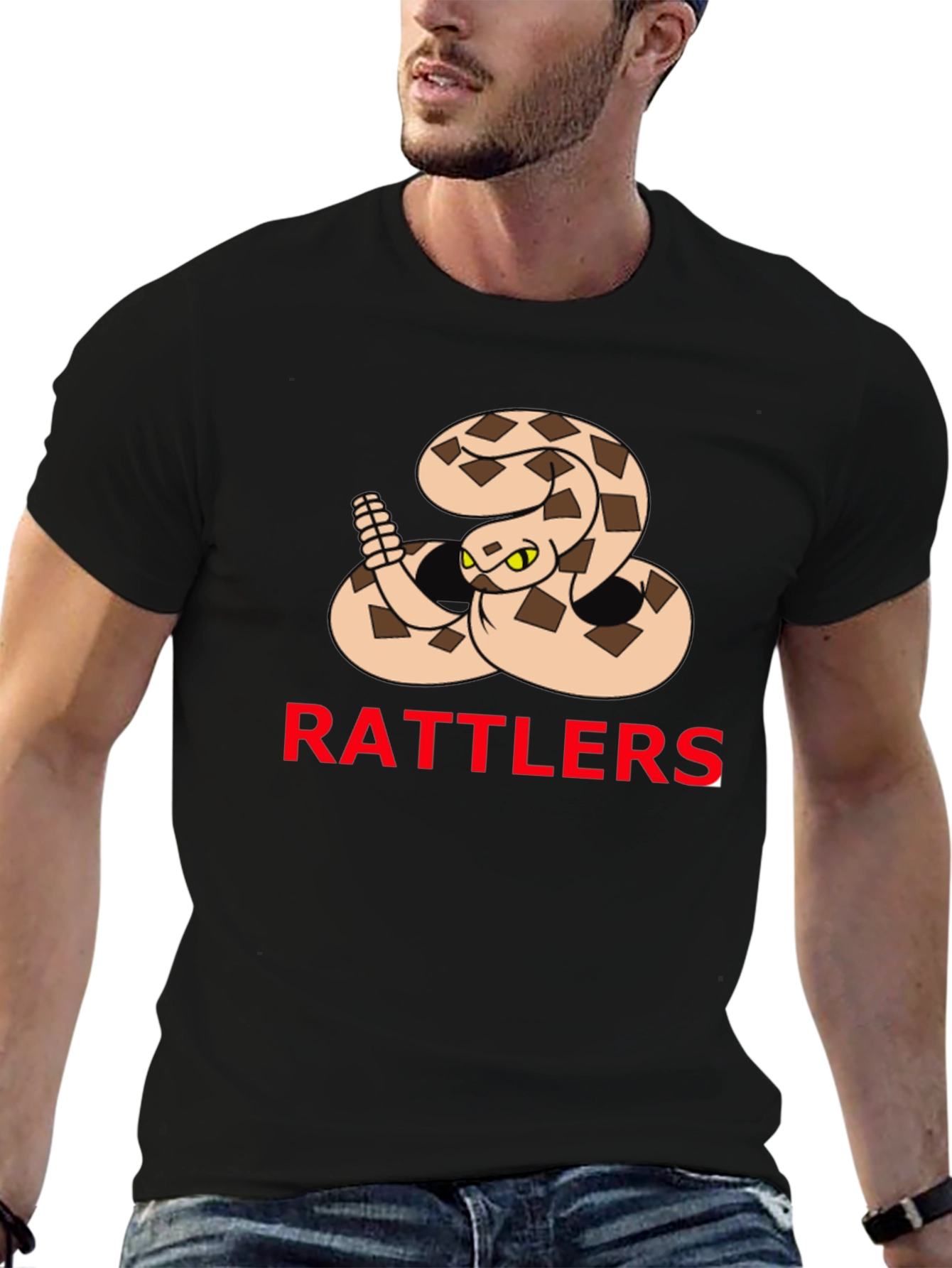 Black Rattlers Snake Graphic T-Shirt view 6