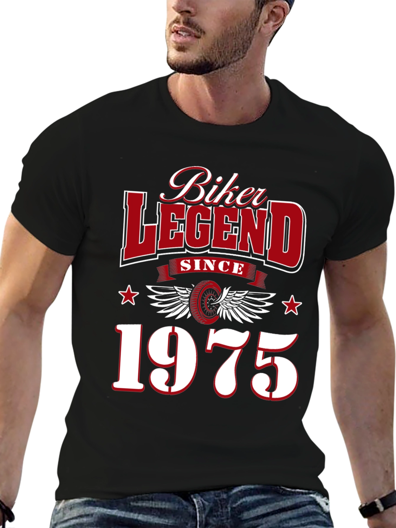 Black Biker Legend Since 1975 T-Shirt view 6