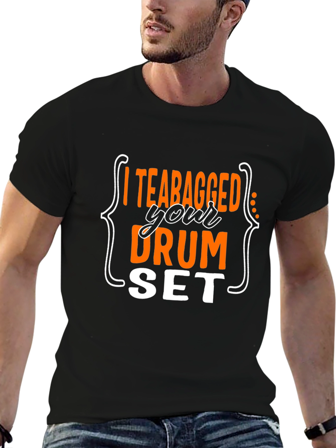 Black I Teabagged Your Drum Set T-Shirt view 6