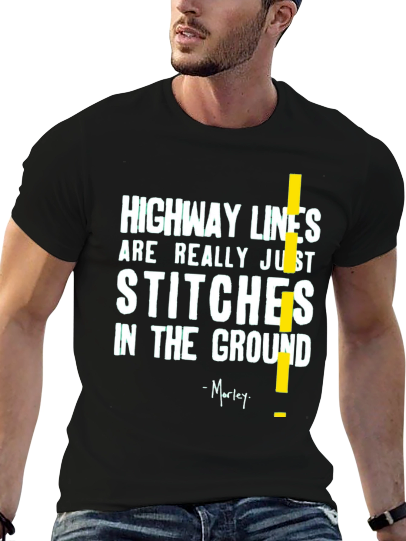 Black Highway Lines T-Shirt - Stitches in the Ground Tee view 6