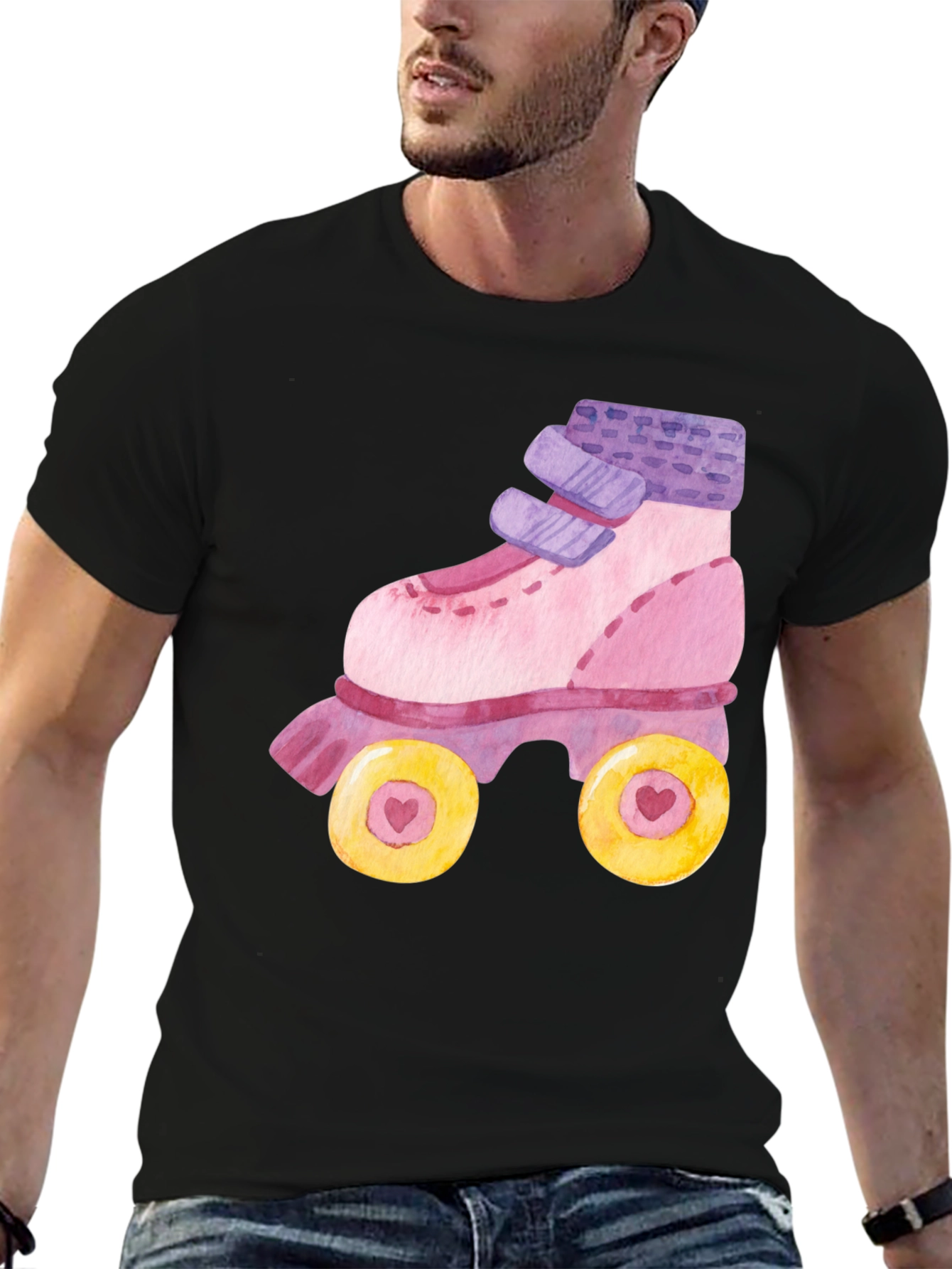 Black Skate T-Shirt: Retro Style, Black Tee view 6