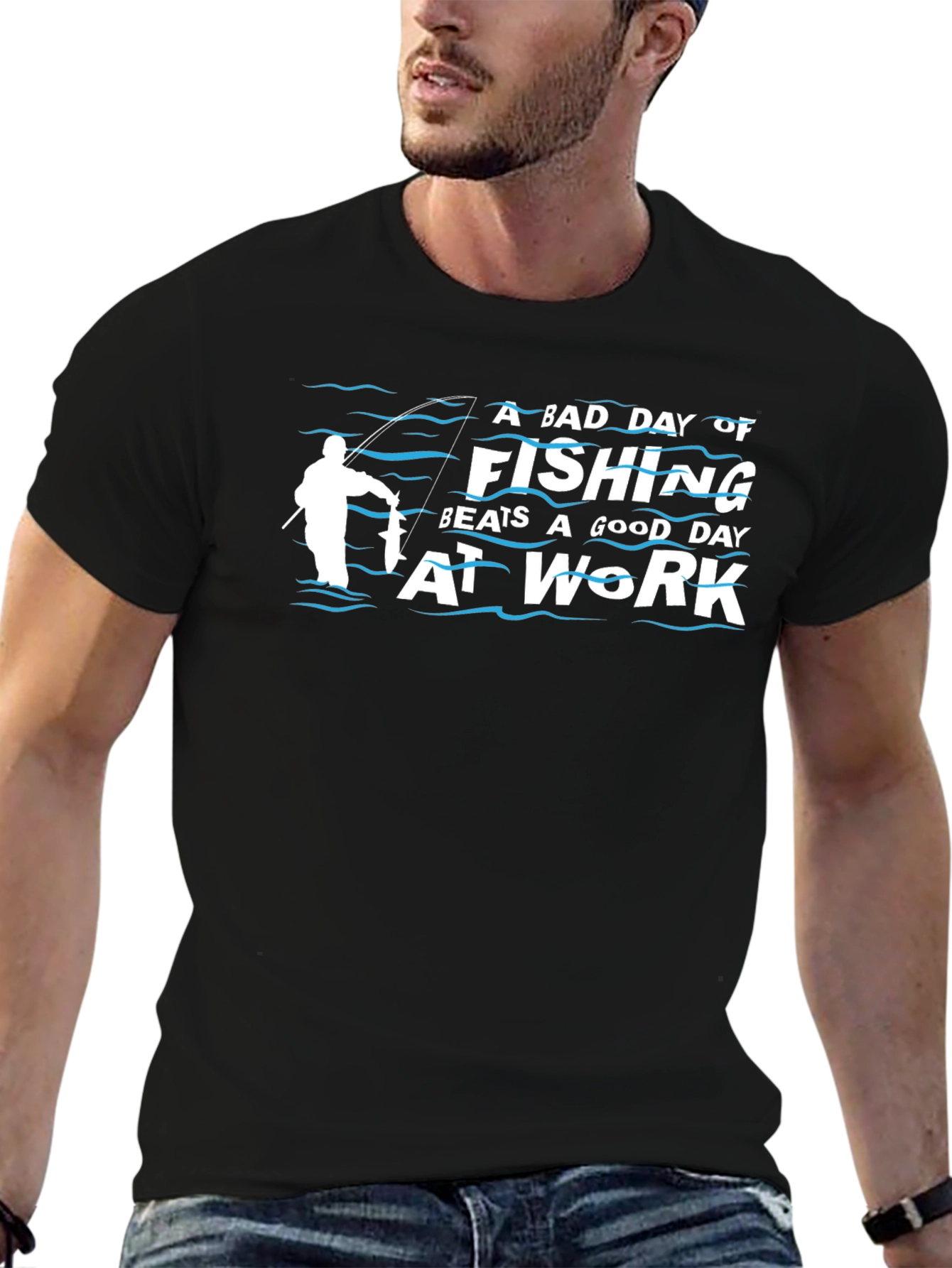 Black A Bad Day of Fishing T-Shirt view 6