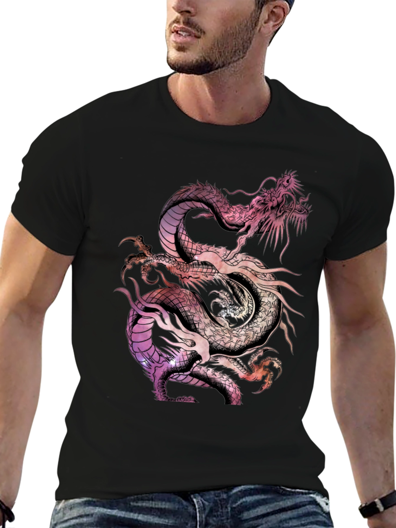 Black Dragon T-Shirt - Colorful Graphic Tee view 6