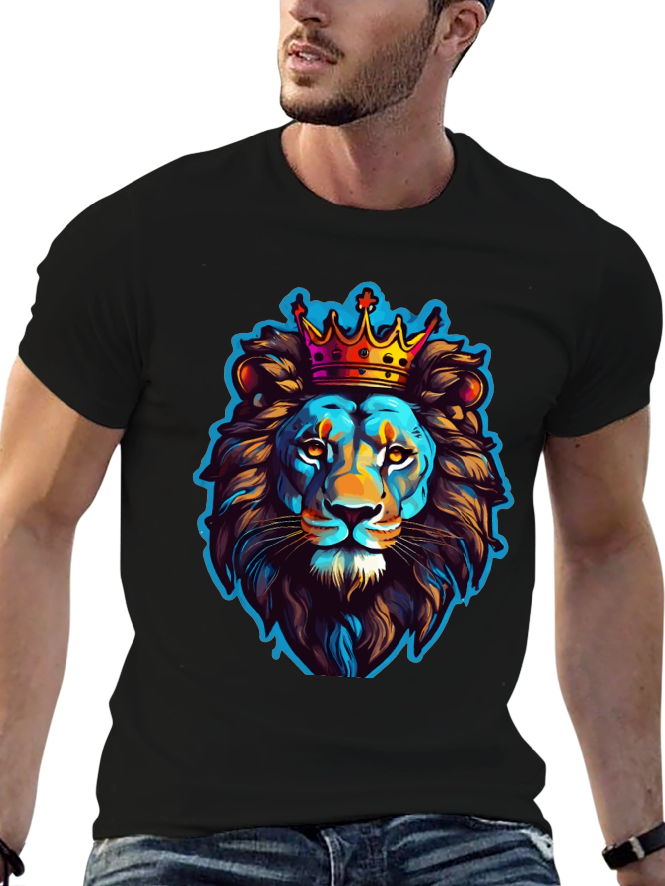 Black Lion King Graphic Tee - Men's Black T-Shirt view 6