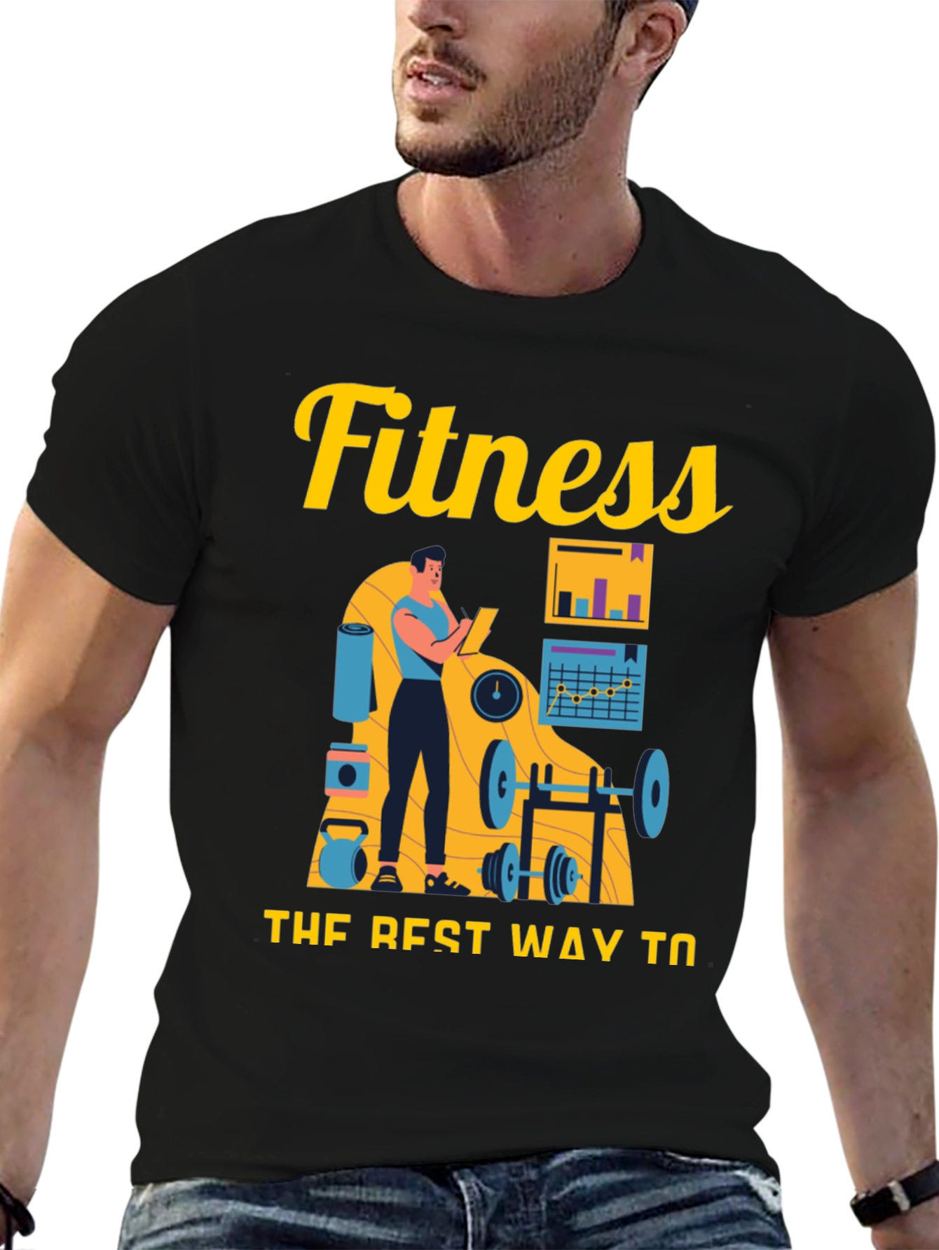Black Fitness Workout Graphic Tee view 6