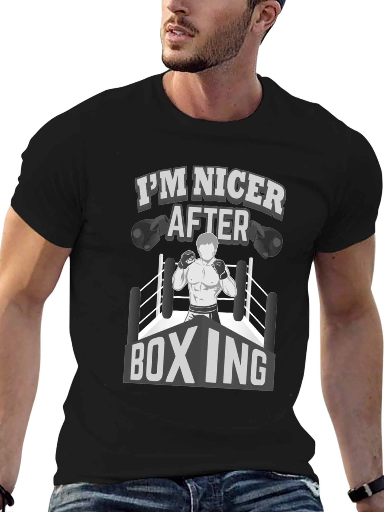 Black I'm Nicer After Boxing Graphic T-Shirt view 6