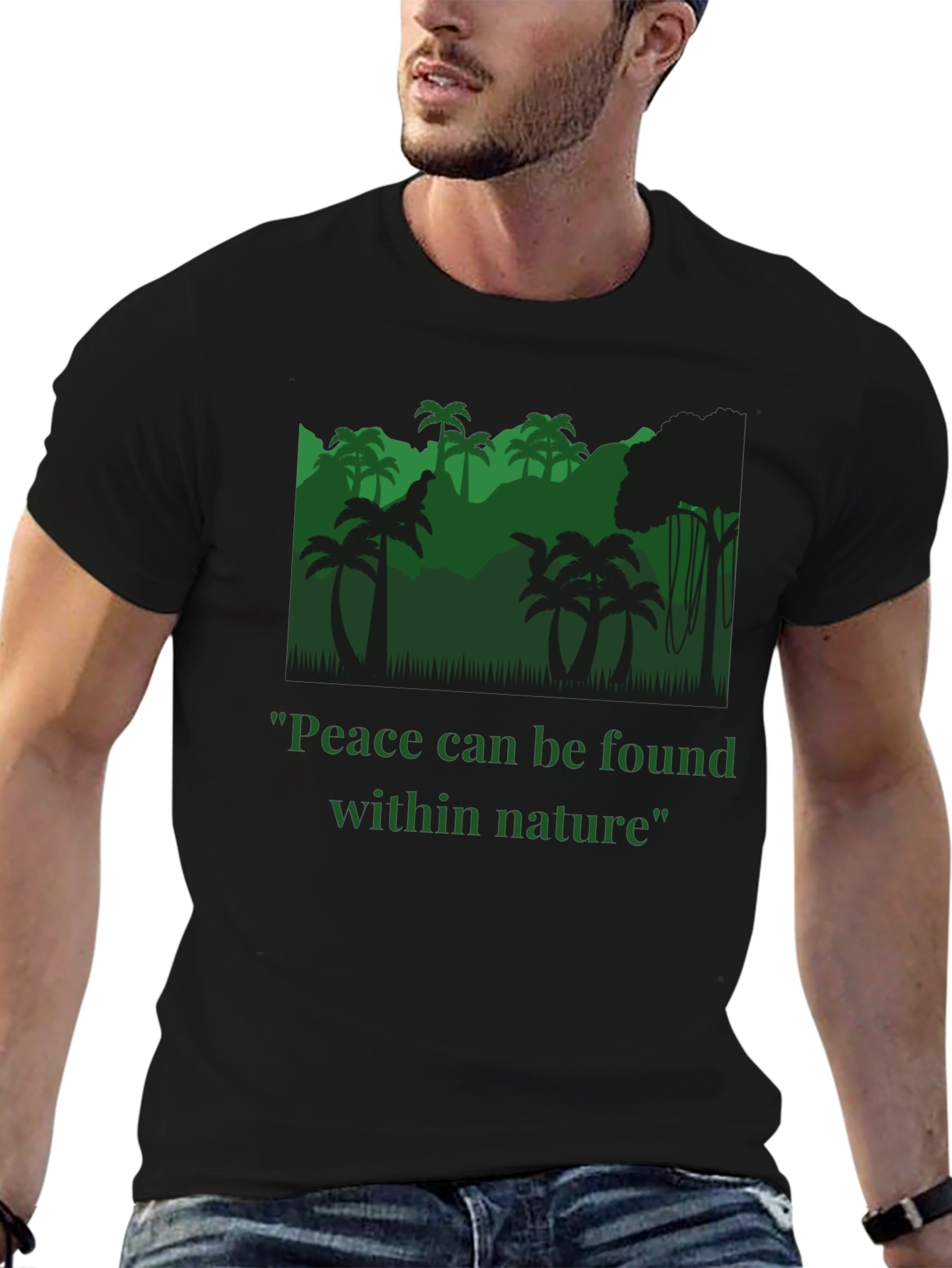 Black Peace Within Nature T-Shirt - Jungle Design view 6