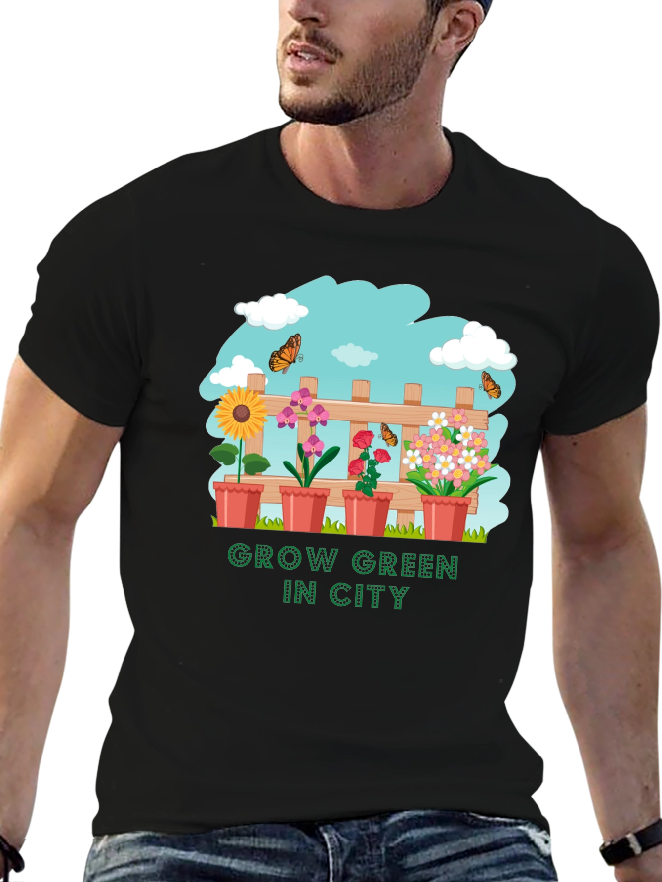 Black Grow Green in City Graphic T-Shirt view 6