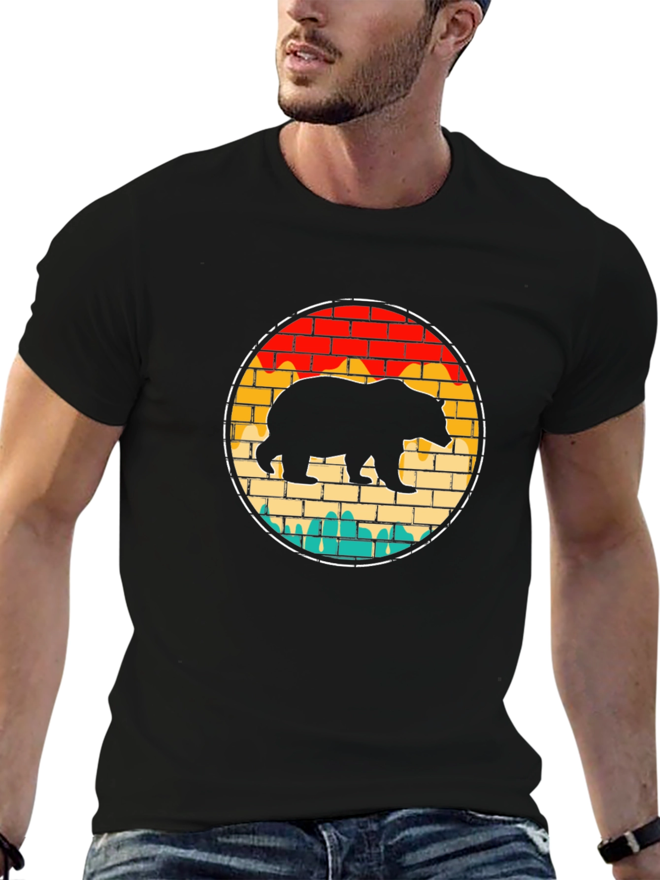 Black Retro Bear Brick T-Shirt view 6