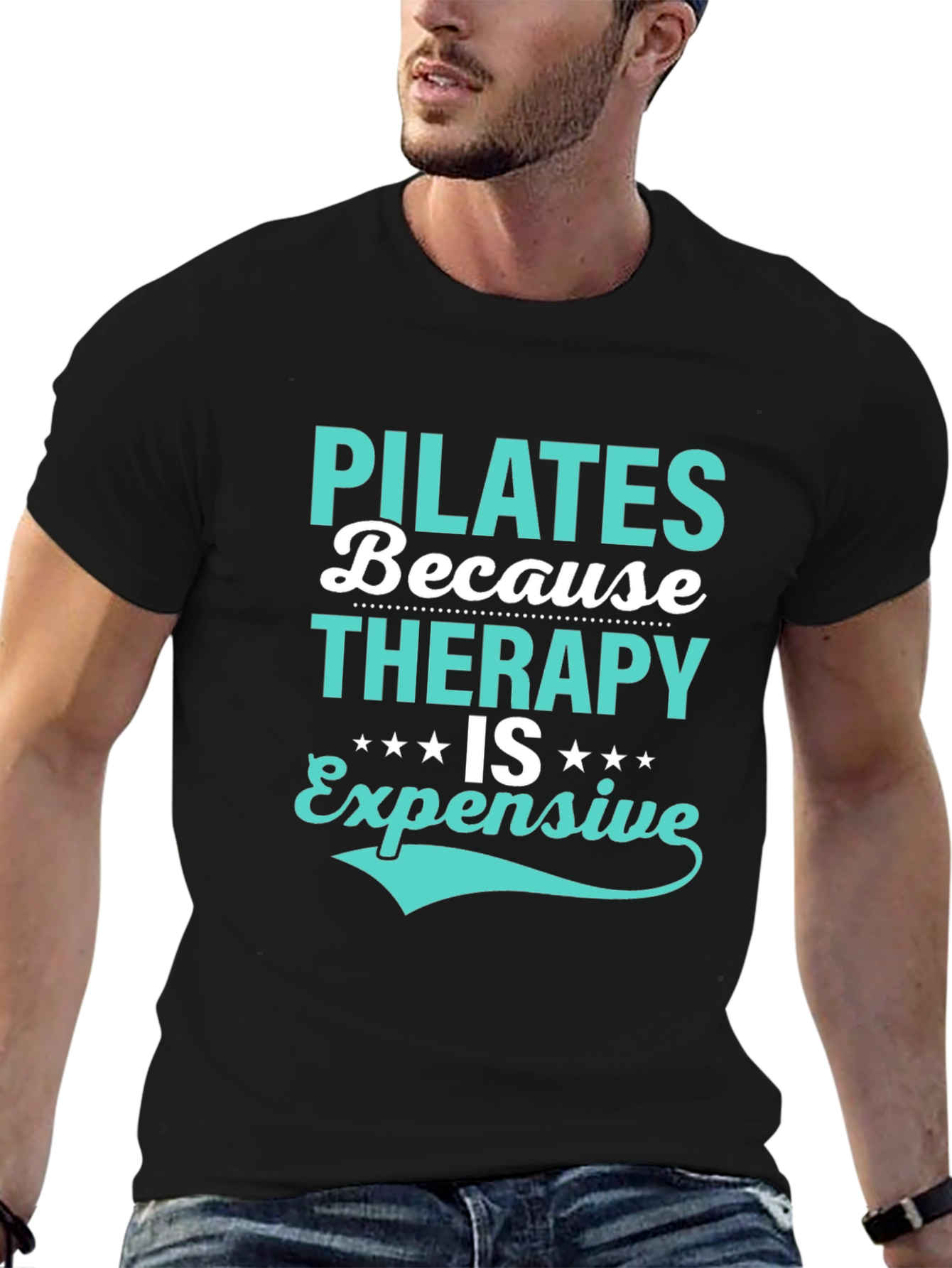 Black Pilates Therapy Funny Graphic Tee view 6