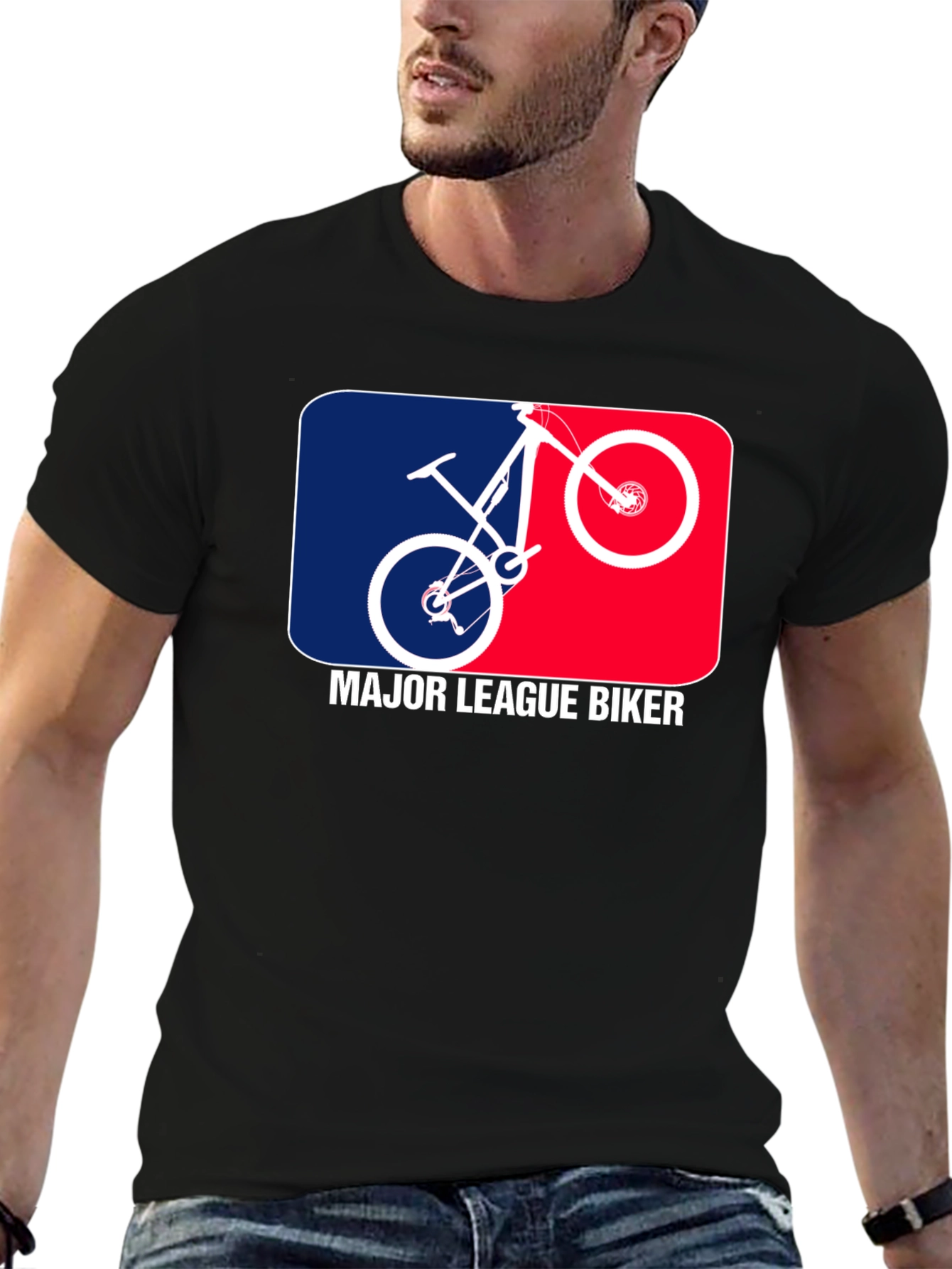 Black Major League Biker T-Shirt - Black Tee view 6