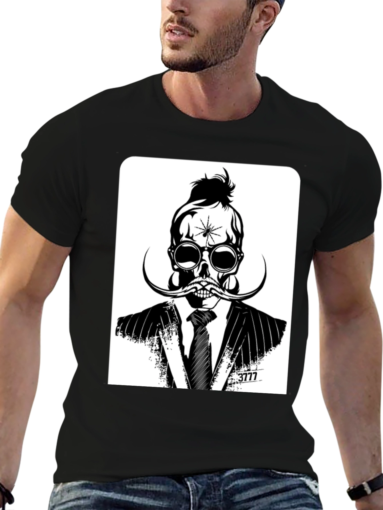 Black Skull in Suit Graphic Tee - Unique Stylish Design view 6