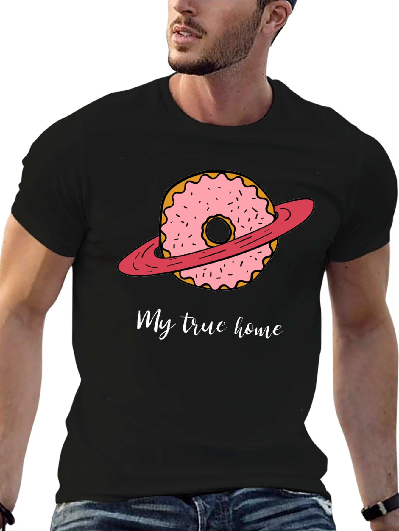 Black Donut Planet T-Shirt - My True Home view 6