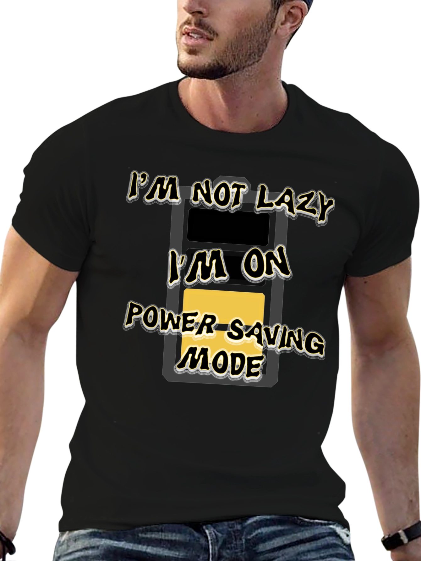Black Funny I'm On Power Saving Mode Black T-Shirt view 6