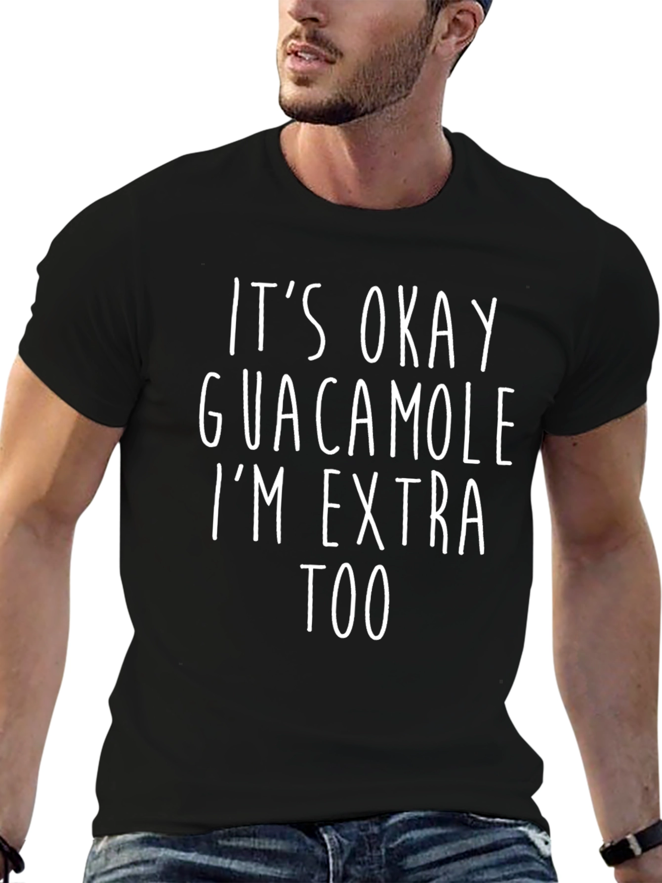 Black Funny Guacamole Graphic Tee - It's Okay I'm Extra Too view 6