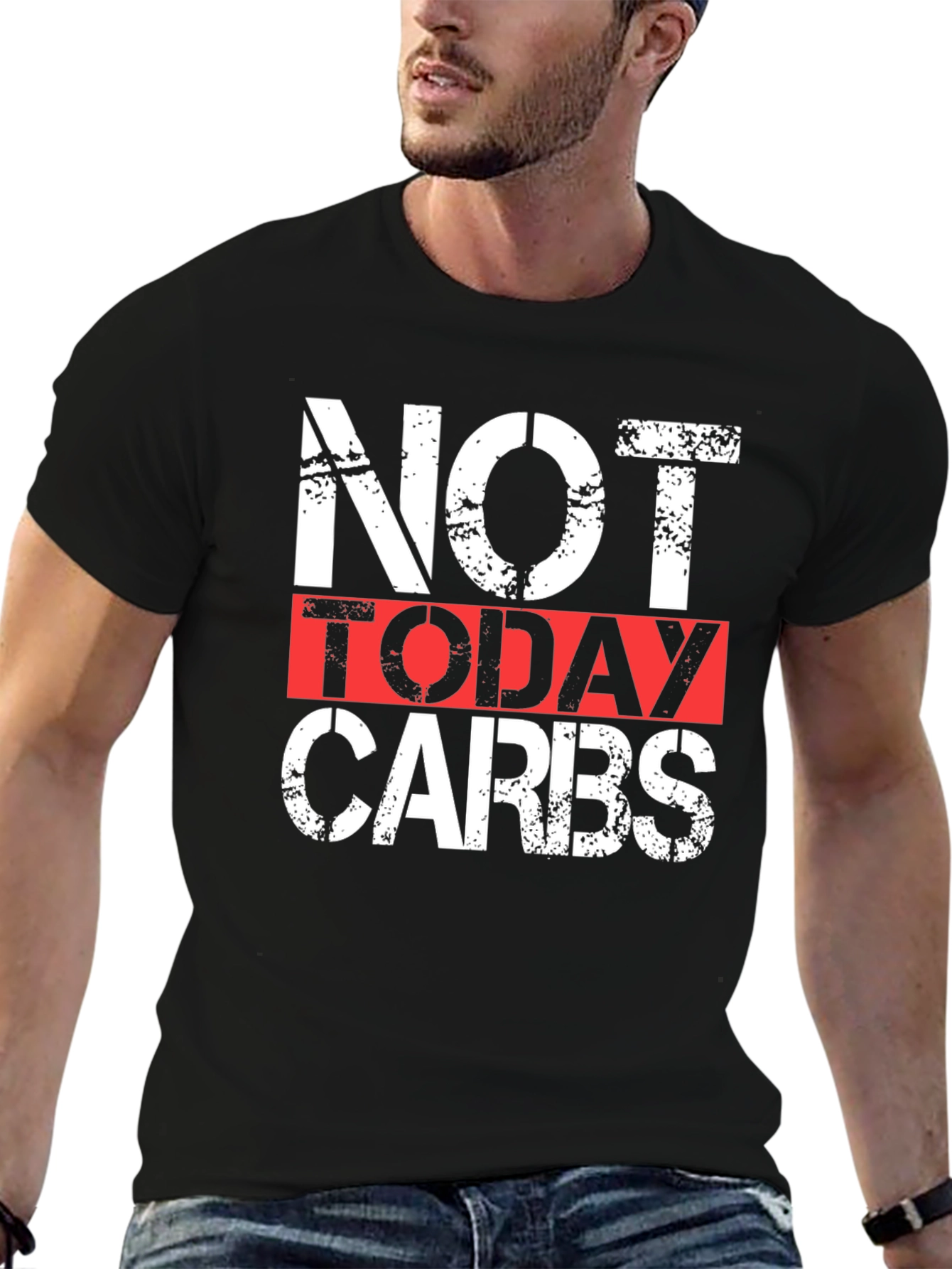 Black Not Today Carbs Graphic Tee - Black view 6