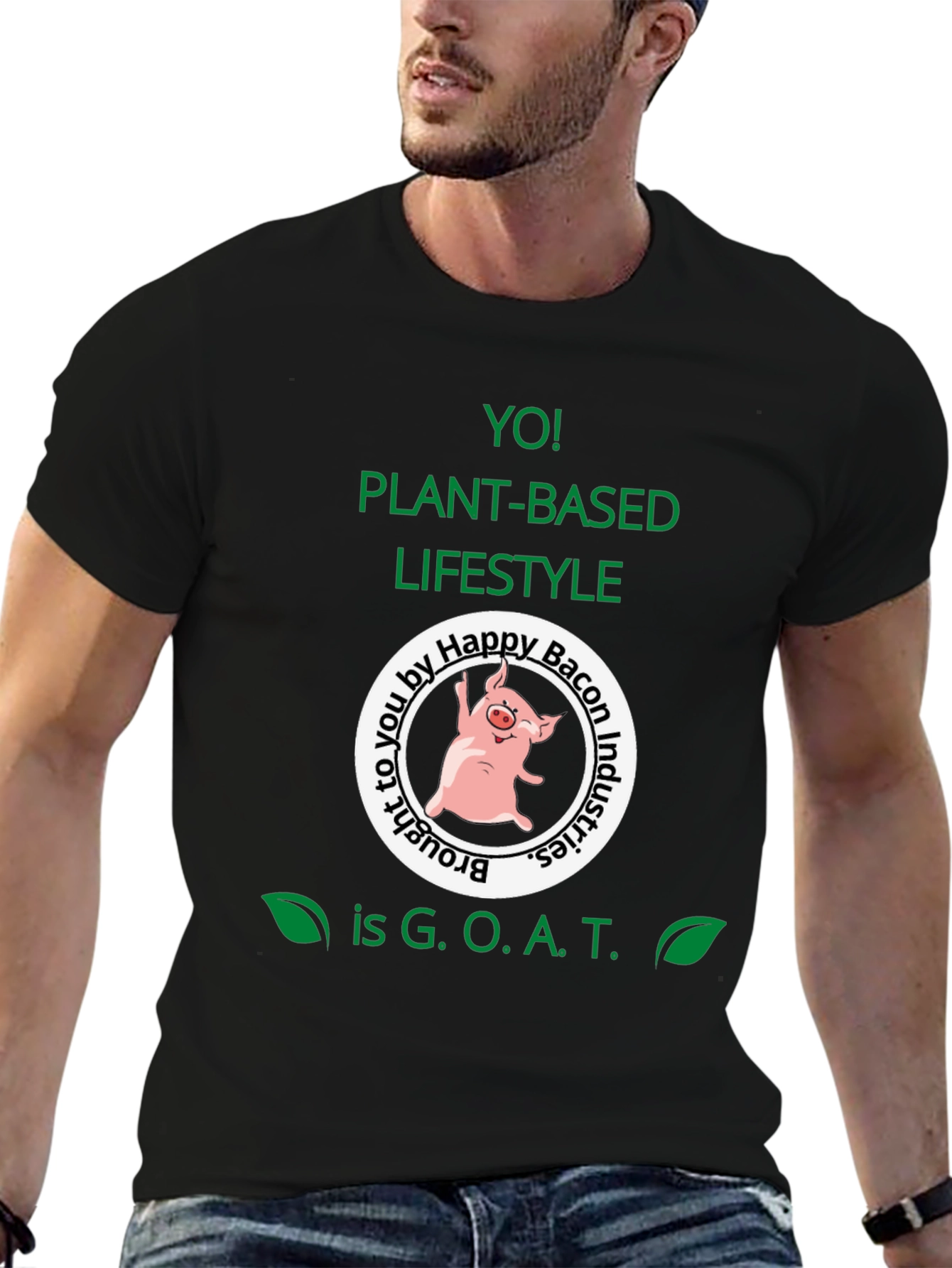 Black Vegan Lifestyle T-Shirt - Plant Based GOAT view 6