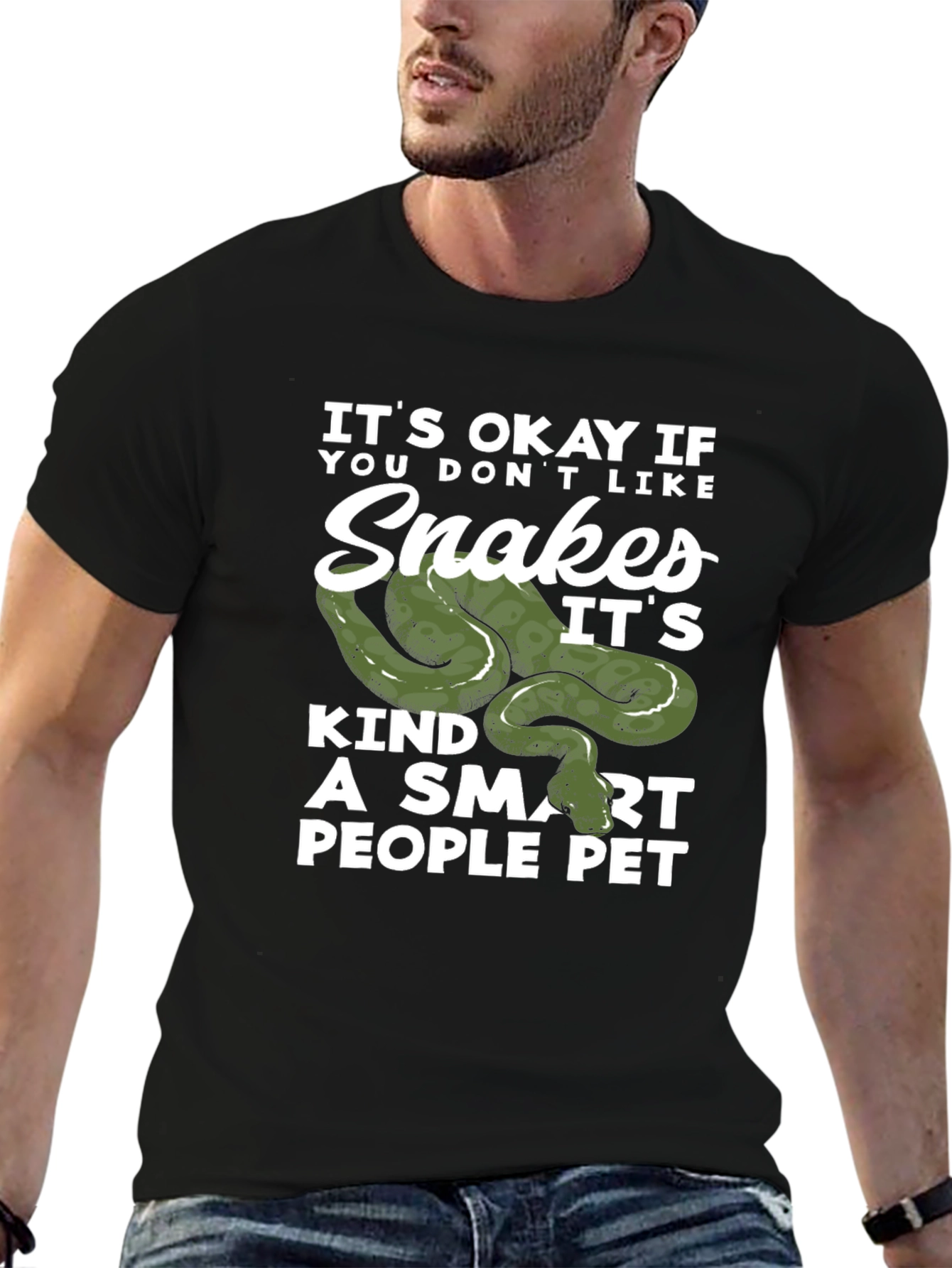 Black Snakes Smart People Pet Black T-Shirt view 6