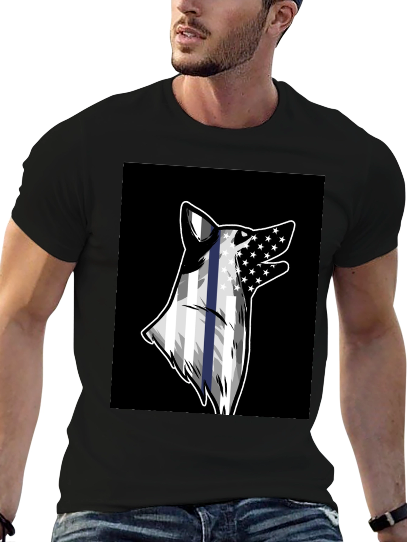 Black Wolf Flag T-Shirt view 6