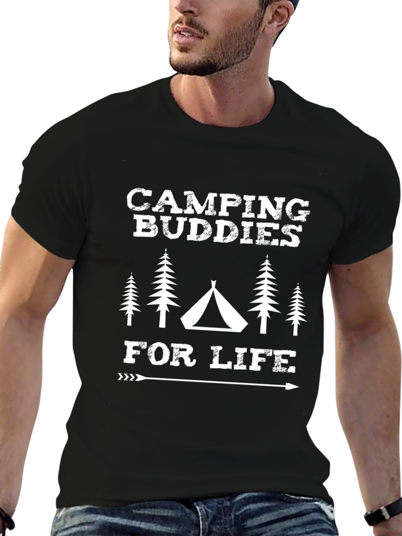Black Camping Buddies For Life Tee view 6