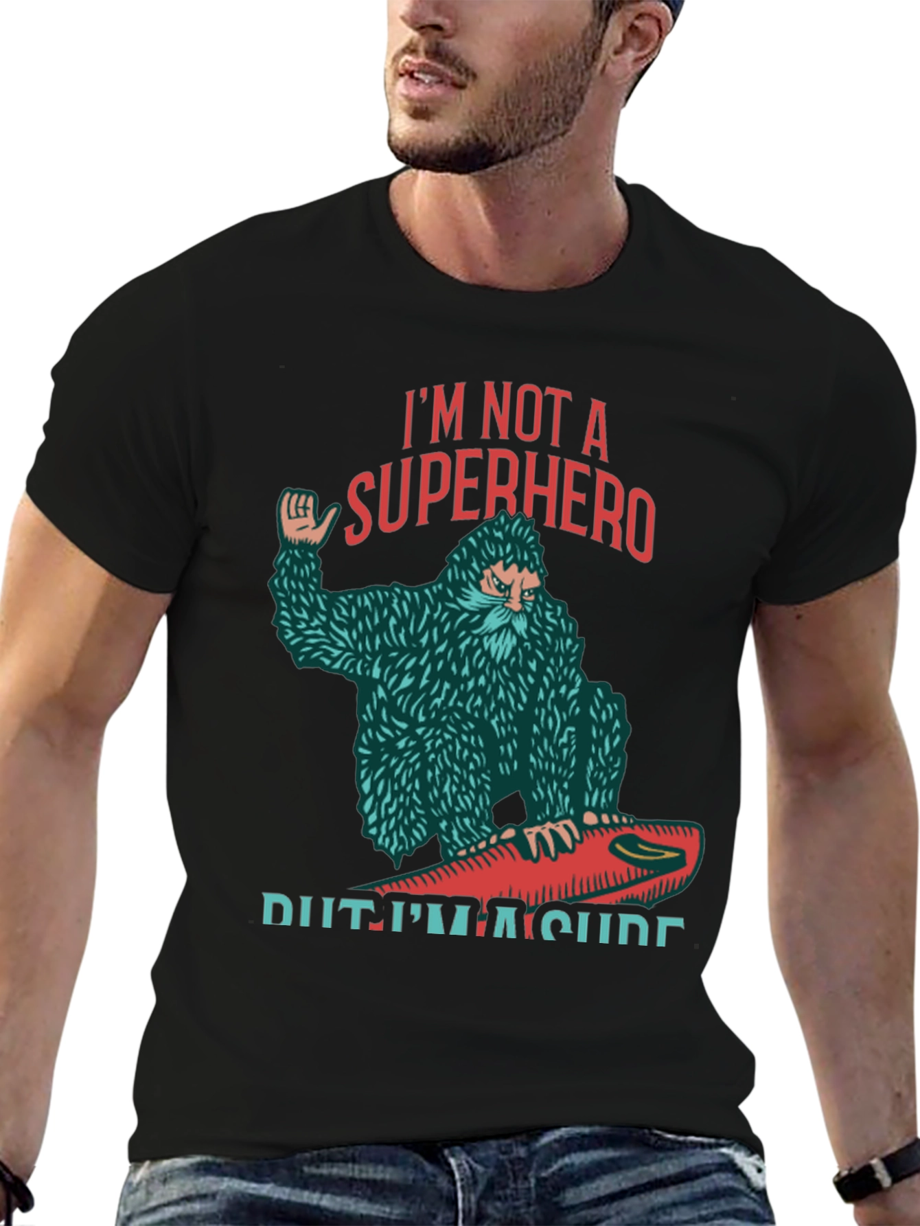 Black I'm Not A Superhero Surfing T-Shirt view 6