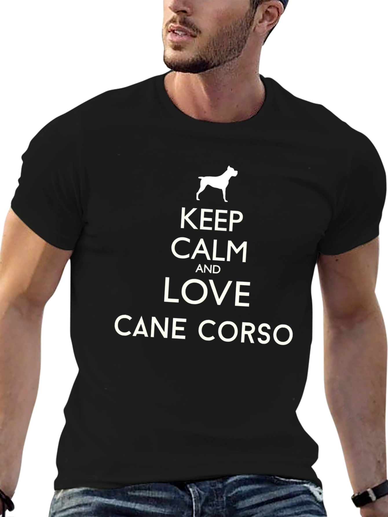 Black Keep Calm and Love Cane Corso T-Shirt view 6