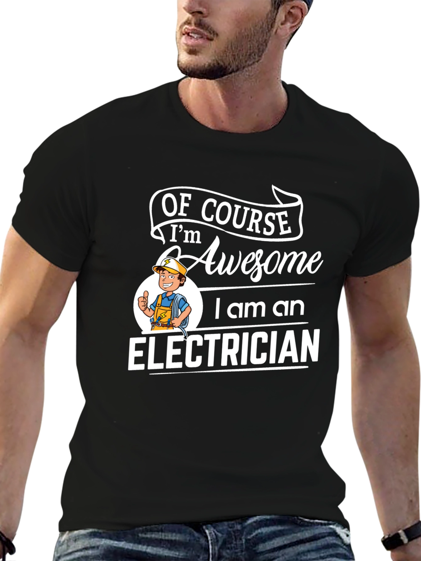 Black Awesome Electrician Graphic T-Shirt - Black view 6