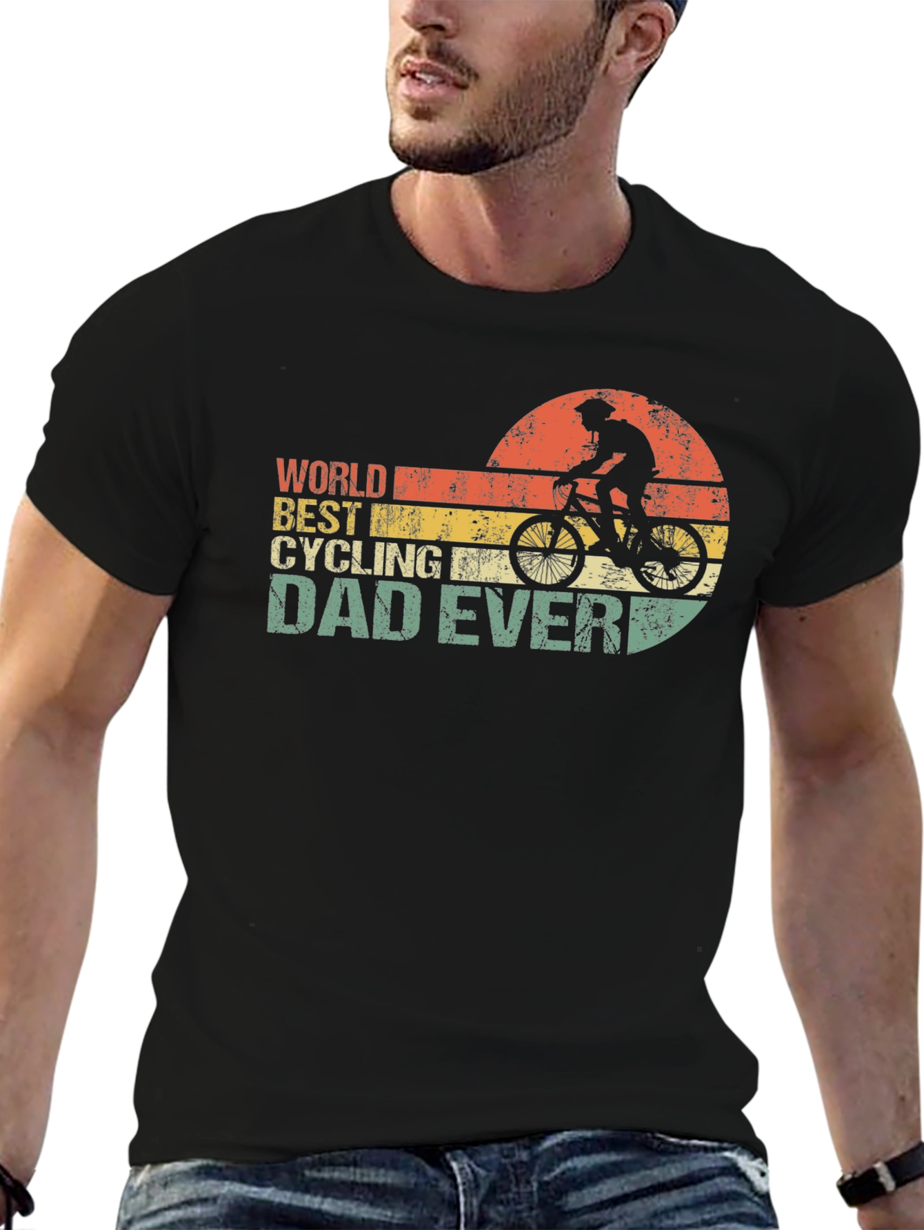 Black World's Best Cycling Dad Ever T-Shirt view 6