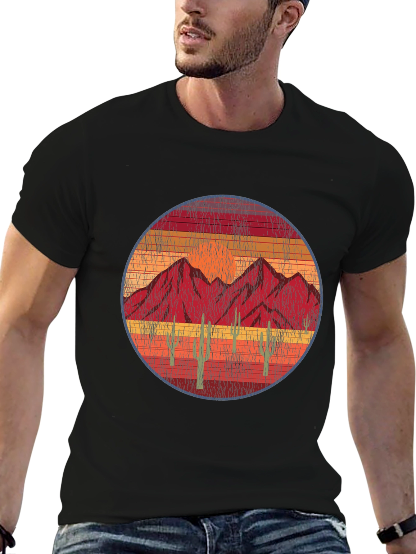 Black Vintage Desert Mountain T-Shirt view 6
