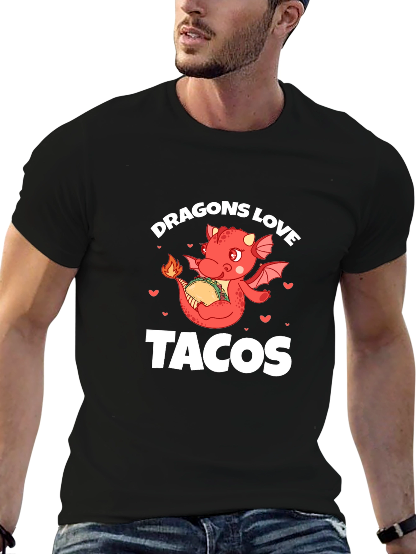 Black Dragons Love Tacos Black Graphic Tee view 6